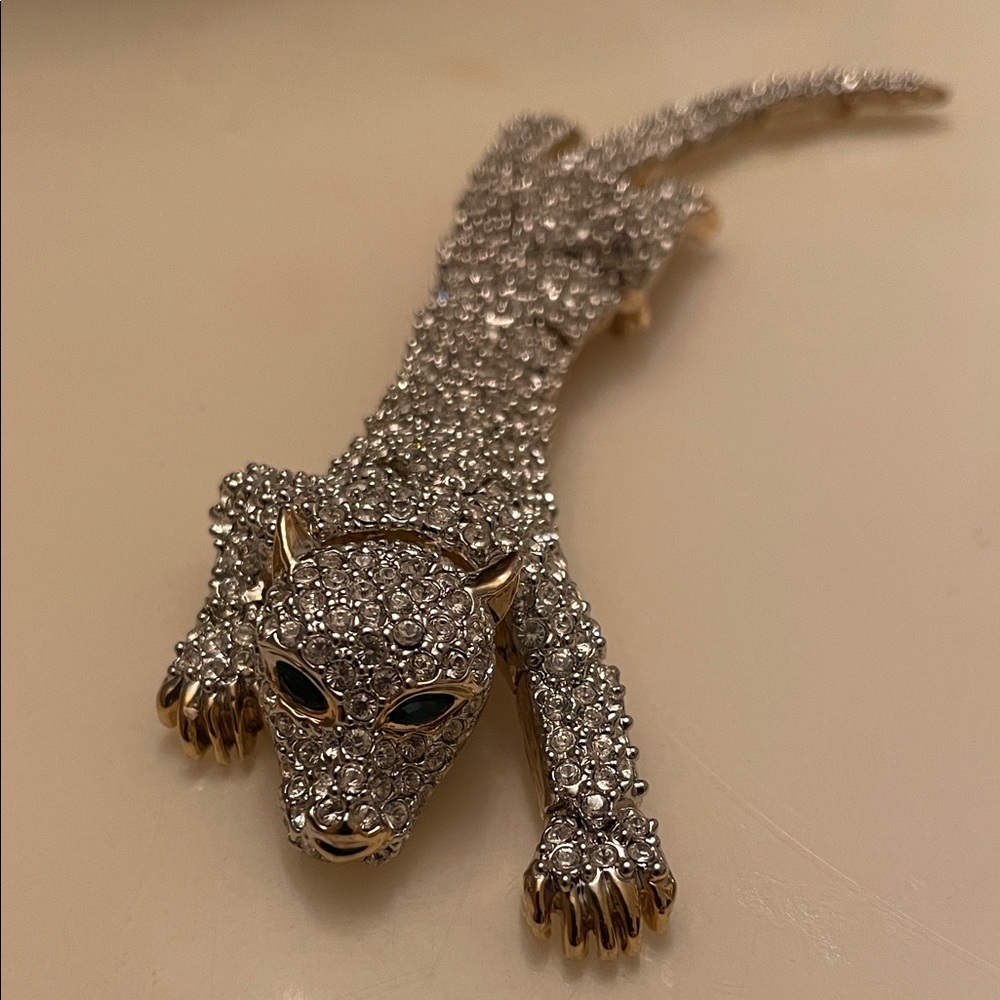 Elegant Crystal Panther Brooch